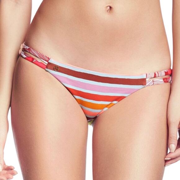 Maaji Dia Beaches Reversible Striped Floral Bikini Bottom - Picture 1 of 11